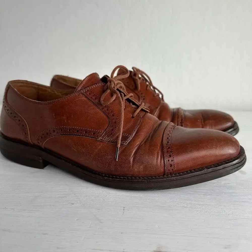 Cole Haan Cap Toe Oxford Shoes Men's 8.5  Balmoral Brown‎ Leather MADE IN ITALY